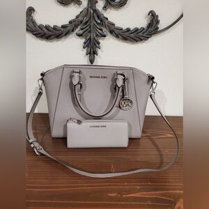 Gray Michael Kors Purse and Wallet